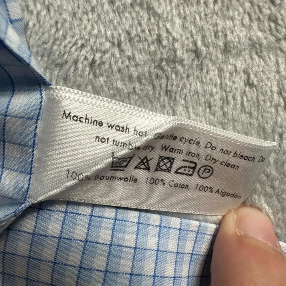 Eton Dress Shirt Men XXL 18 46 Blue White Micro Check Cotton Contemporary York